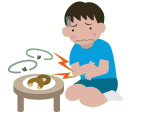 イラスト:腹痛の男の子